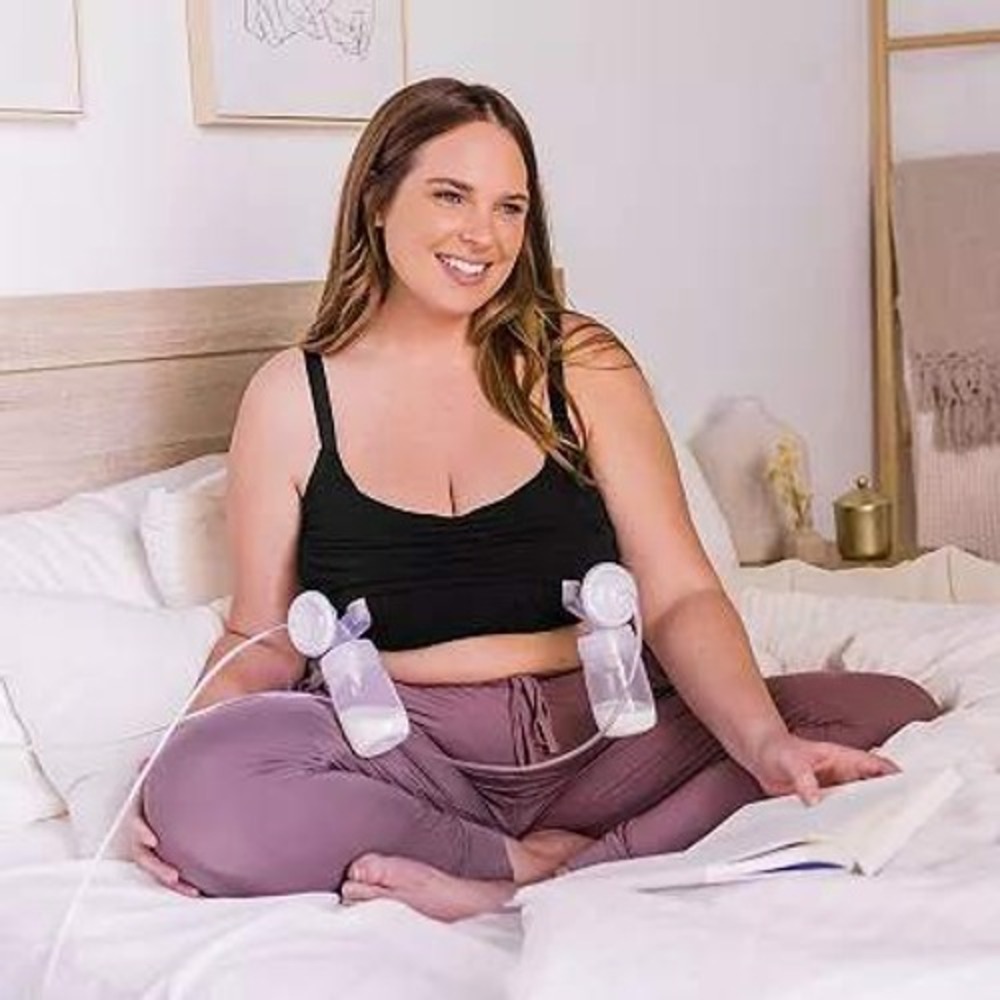 Kindred Bravely Lg Busty Sublime Hands-Free Pumping Lounge & Sleep Bra In Black